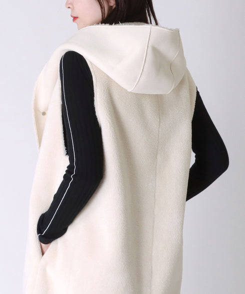 エコムートンリバーシブルフード付きストール