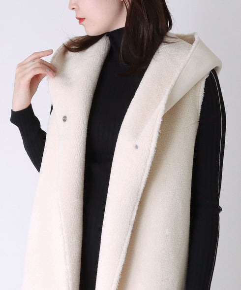 エコムートンリバーシブルフード付きストール