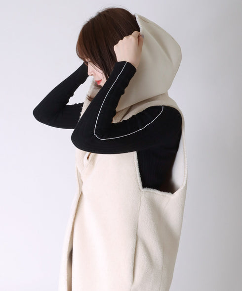 エコムートンリバーシブルフード付きストール