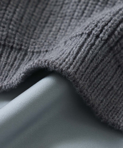 アシメシャツドッキングクロップドニット