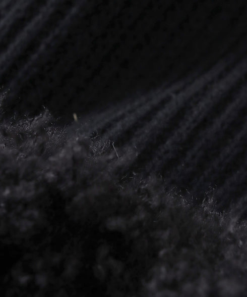 プードルファー切替えクロップドニット