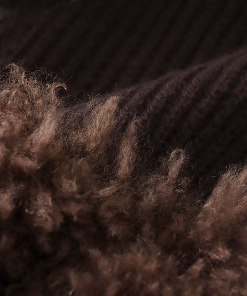 プードルファー切替えクロップドニット