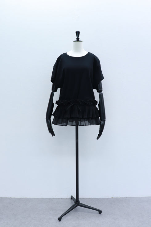 プリーツギャザーペプラムTシャツ