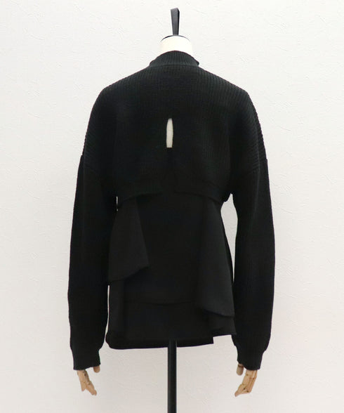 アシメシャツドッキングクロップドニット