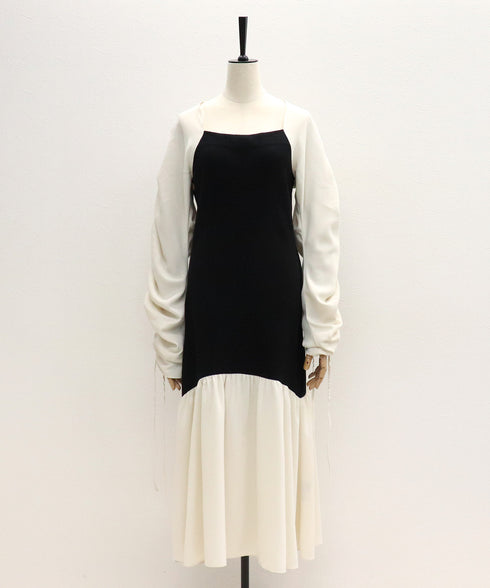 ニットドッキングギャザーワンピース