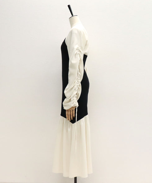 ニットドッキングギャザーワンピース