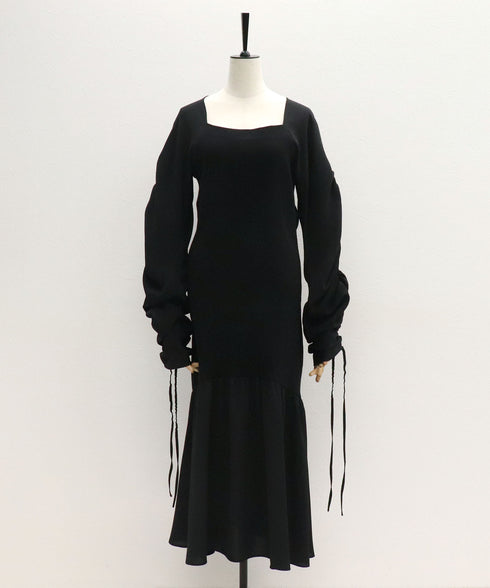 ニットドッキングギャザーワンピース