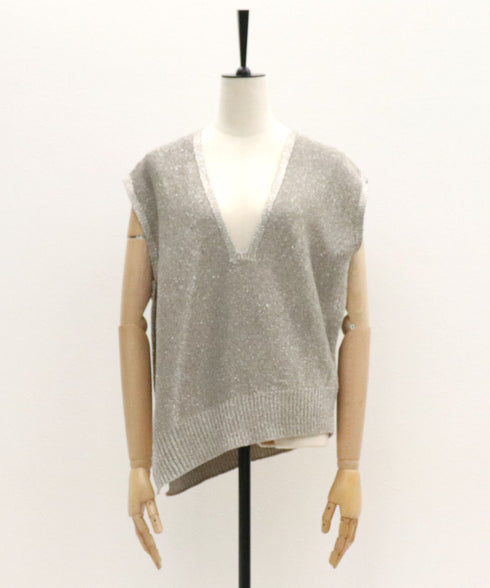 2WAYアシンメトリーラメニットジレ