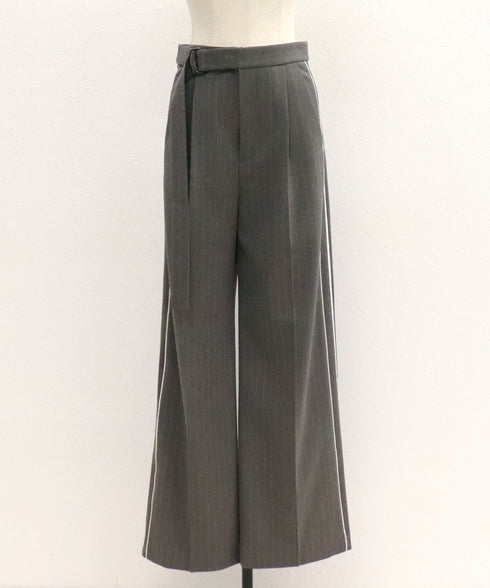 サイドラインベルテッドストレートパンツ/ストライプ