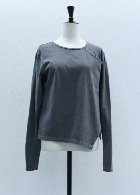 【VERSEAU FADE TEXTURE】アシンメトリーラップ シームレススリーブT