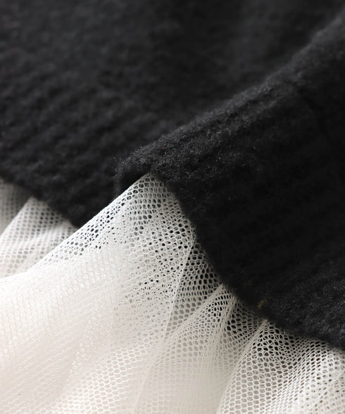 レースドッキングタートルニット