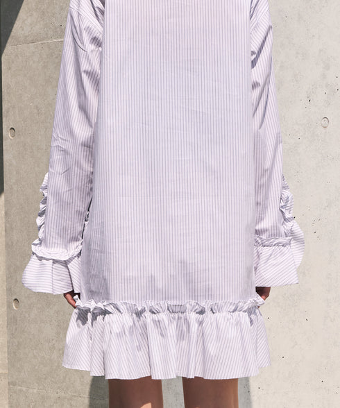 フリルヘムチュニック・Wストライプブラウス