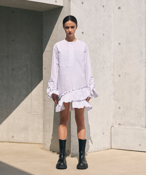 フリルヘムチュニック・Wストライプブラウス