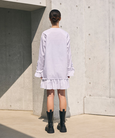 フリルヘムチュニック・Wストライプブラウス