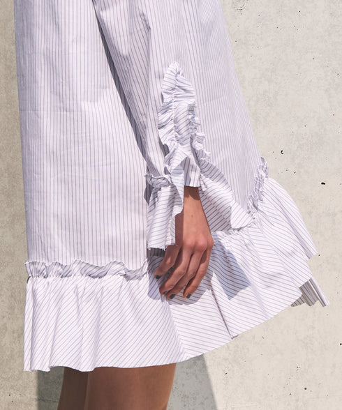 フリルヘムチュニック・Wストライプブラウス