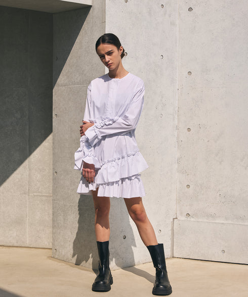 フリルヘムチュニック・Wストライプブラウス