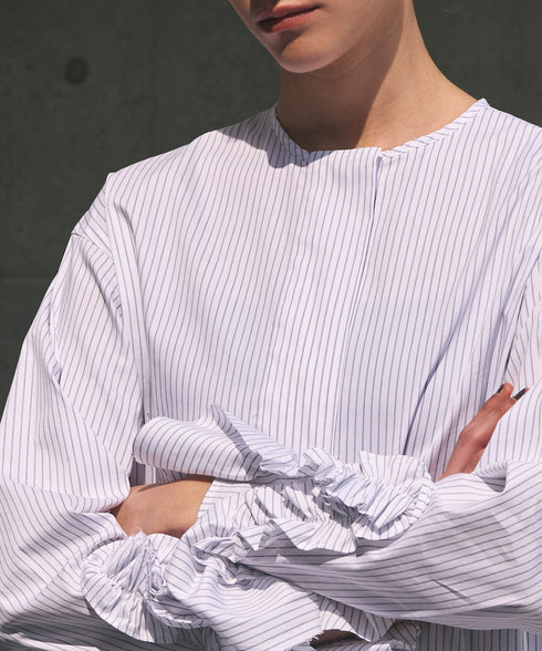 フリルヘムチュニック・Wストライプブラウス