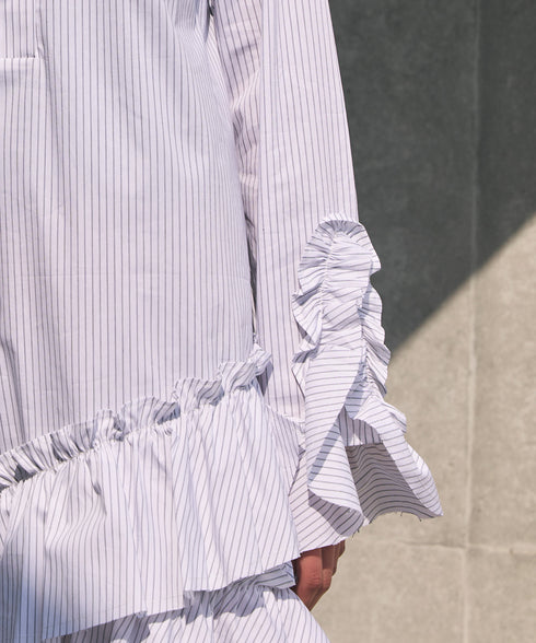 フリルヘムチュニック・Wストライプブラウス
