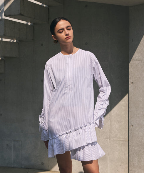 フリルヘムチュニック・Wストライプブラウス