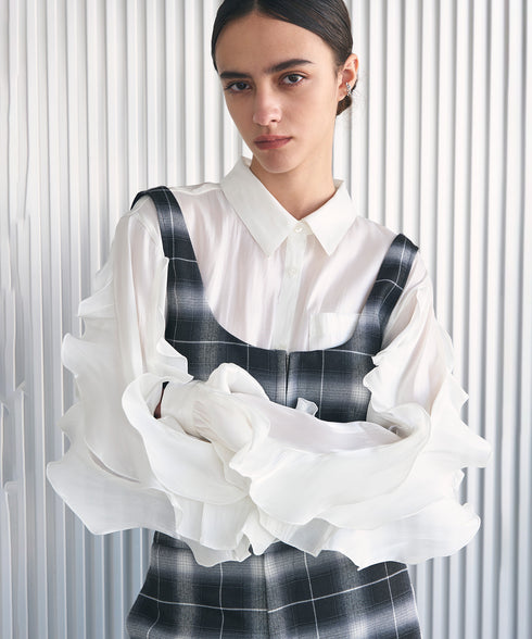 フリルスリーブ・シアーシャツ