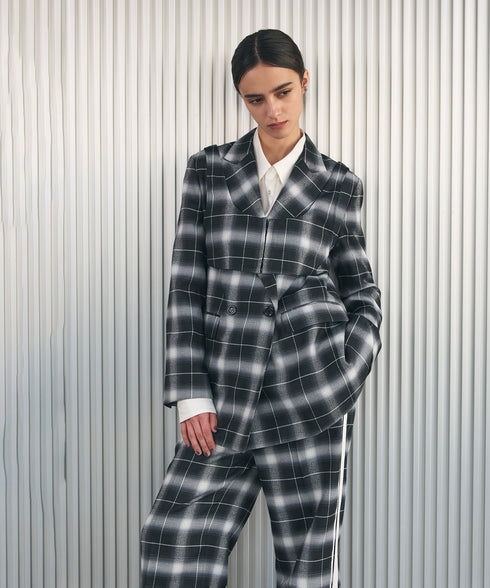 オンブレチェック・テーラードジャケット