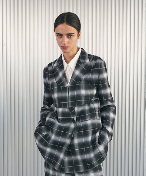 オンブレチェック・テーラードジャケット