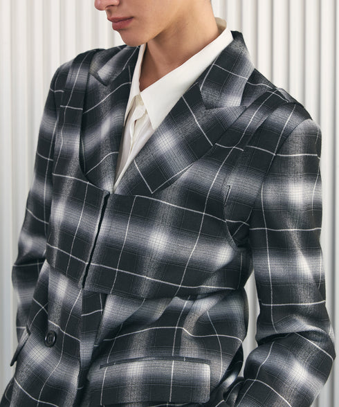 オンブレチェック・テーラードジャケット