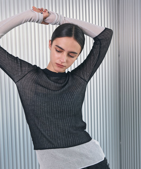 シアーレイヤードニット