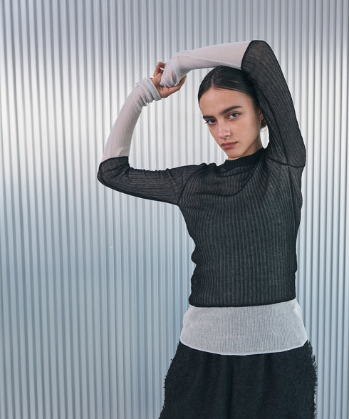 シアーレイヤードニット