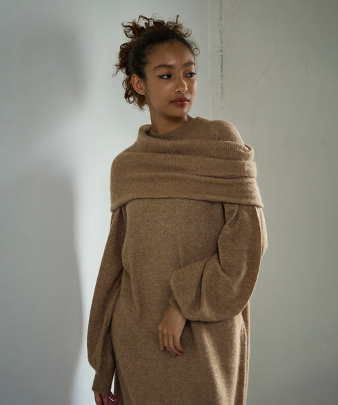 ビスチェ付きアルパカニットワンピース