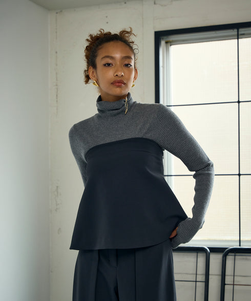 ウールカシミヤ リブタートル