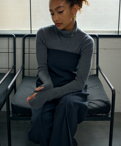 ウールカシミヤ リブタートル