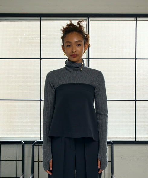 ウールカシミヤ リブタートル