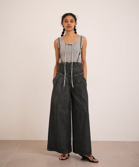 【5.13 InstaLIVE Pickup】 ハイウエストサスペンダーデニムパンツ