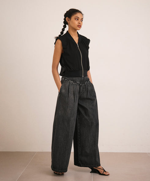 【5.13 InstaLIVE Pickup】 ハイウエストサスペンダーデニムパンツ