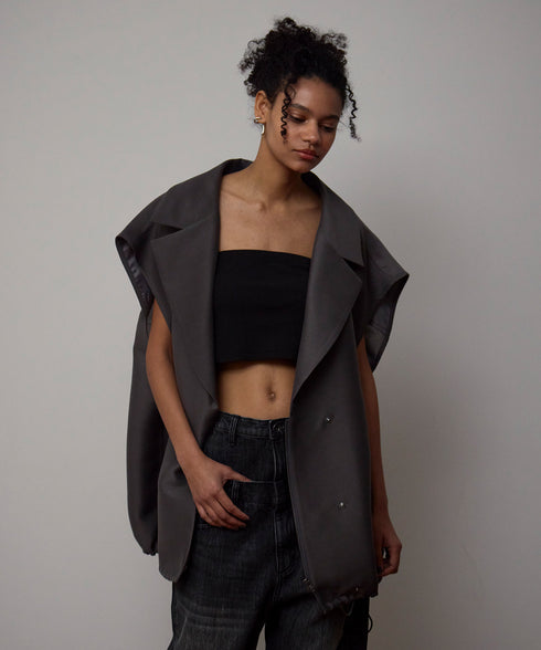 Wオーガンジィ・ボリュームテーラードジレ