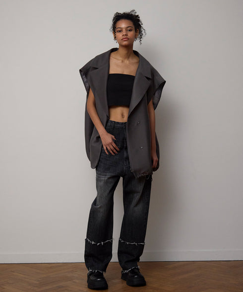 Wオーガンジィ・ボリュームテーラードジレ