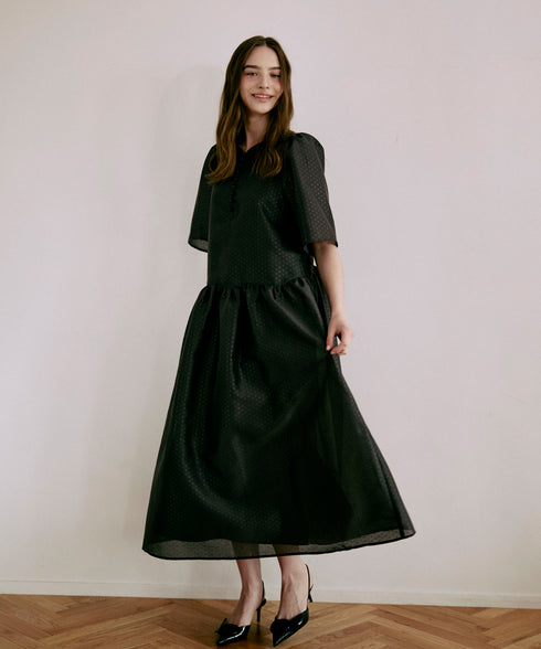 ポルカドット・ボリュームギャザーワンピース