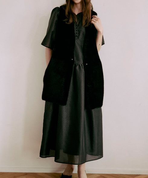 ポルカドット・ボリュームギャザーワンピース