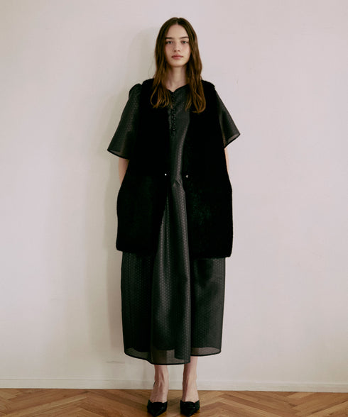 ポルカドット・ボリュームギャザーワンピース