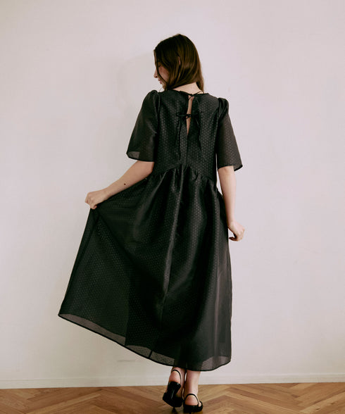 ポルカドット・ボリュームギャザーワンピース