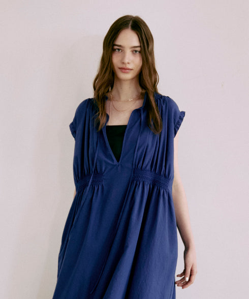 フレンチスリーブ・スモッキングワンピース