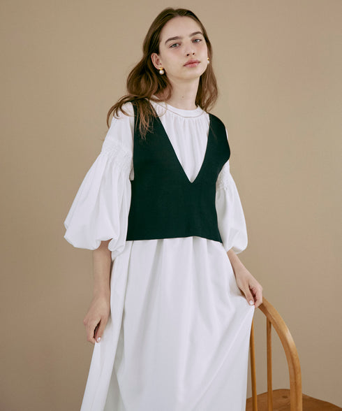 【新色追加】ランタンスリーブ・ティアードワンピース