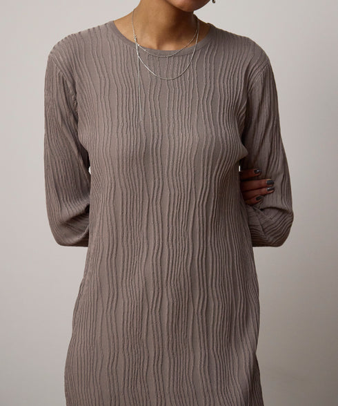 ピンタック風デザインニットワンピ