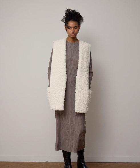 ピンタック風デザインニットワンピ