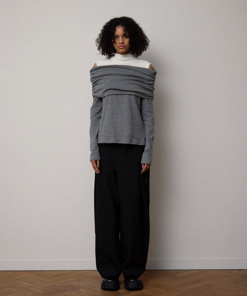 レイヤードドレープトップス