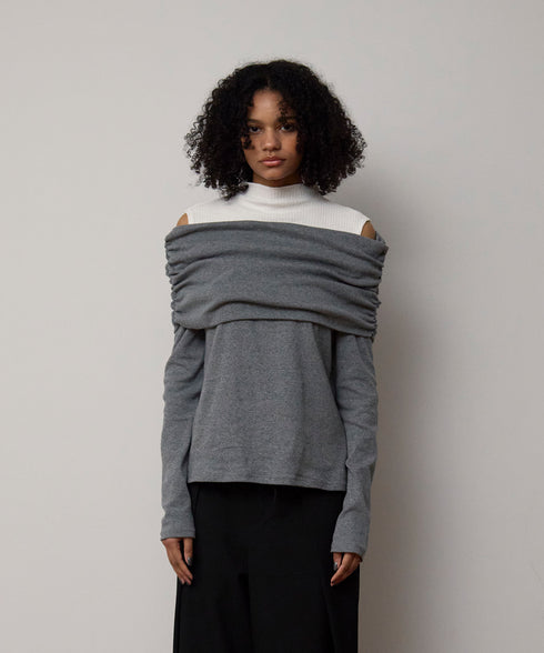 レイヤードドレープトップス