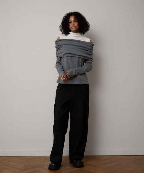 レイヤードドレープトップス