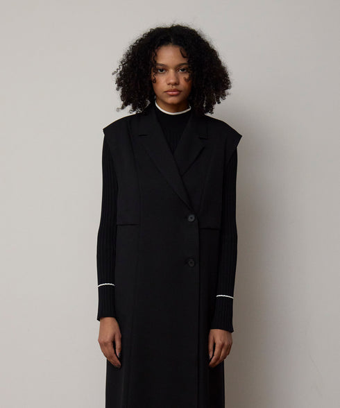 配色ラインリブニットトップス