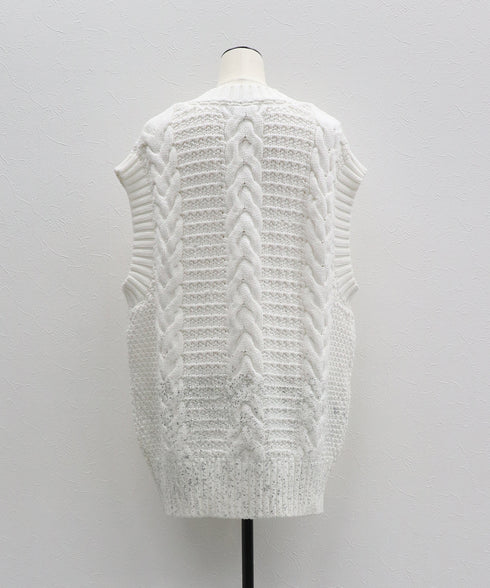 箔プリントニットベスト